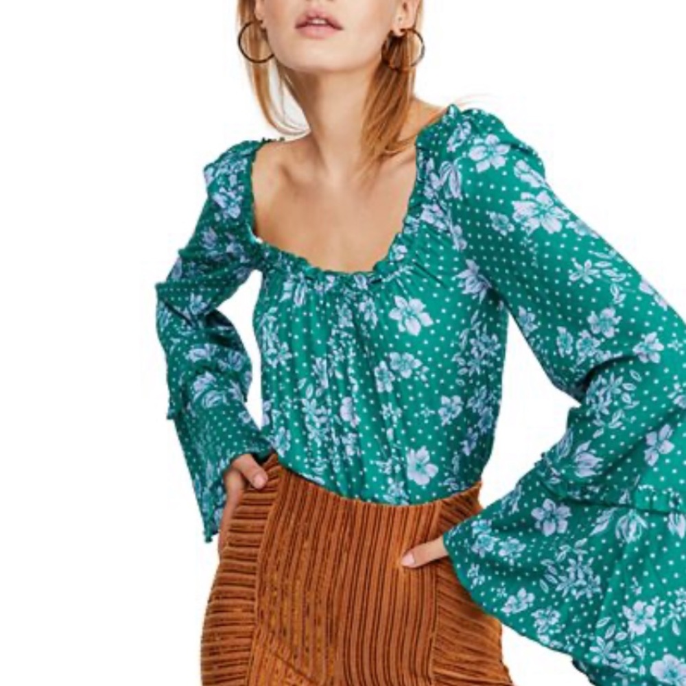 FREE PEOPLE One on One Date Floral Print Bodysuit